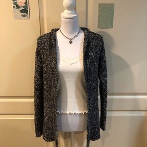 Aeropostale Black, White, and Silver Tinsel Cardigan